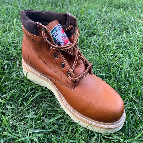 Men\'s STEEL TOE Work Lace-up Leather Boots Tan main image 5